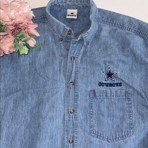 Dallas Cowboys denim shirt Vintage Cowboys Light Colored Denim Shirt Mens XL